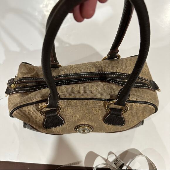 Vintage Dooney & Bourke Canvas Leather Satchel Shoulder Bag - Picture 2 of 16